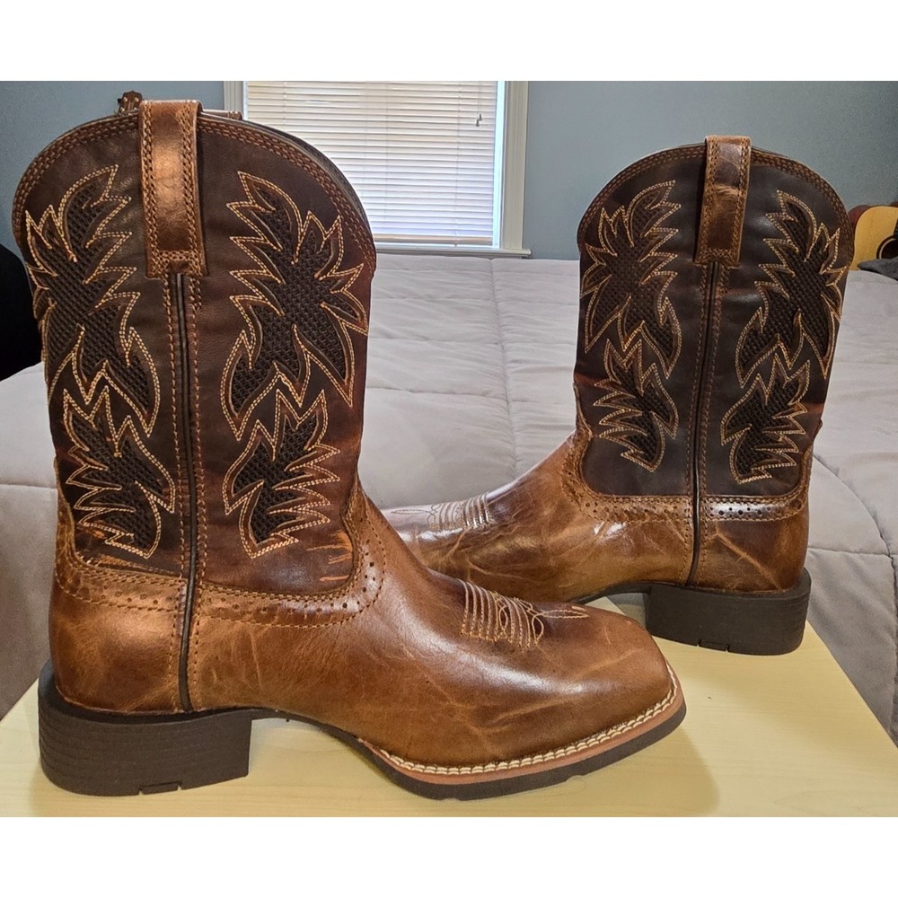 Ariat® (Men's 10.5 WIDE) Sport Cool VentTEK™ Cowboy Boot, Dark/2-Tone Tan - $220 - Picture 9 of 12